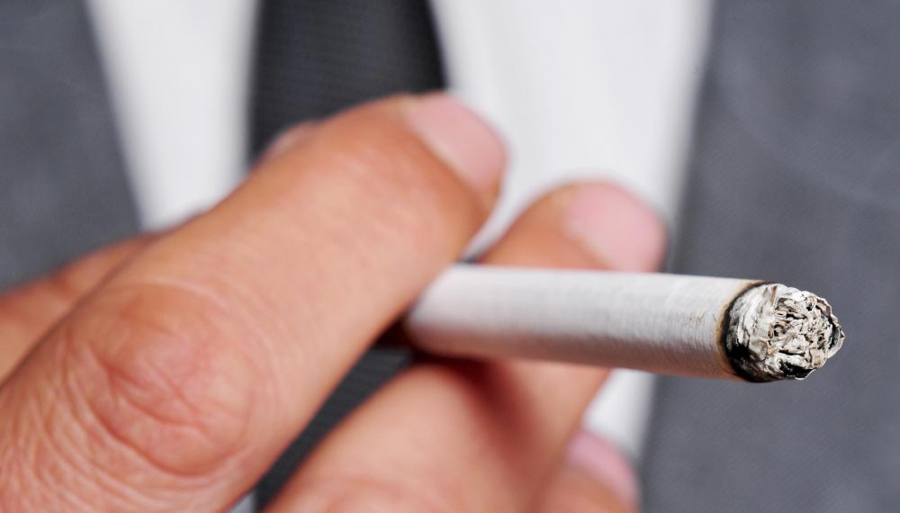 A smoker inhales 3 mg of nicotine per cigarette.