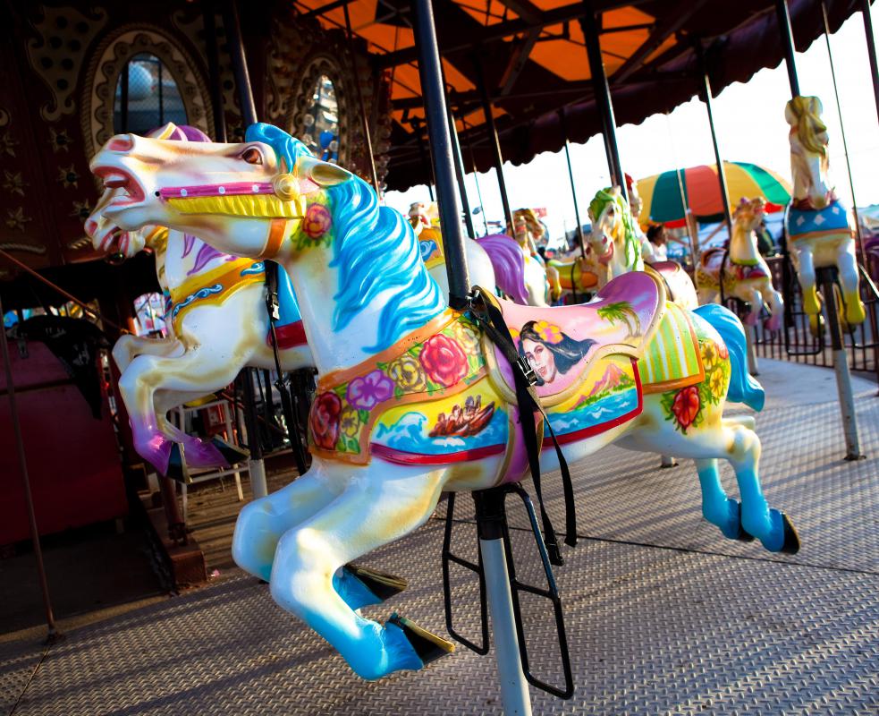 Terms such as "merry-go-round" are always written with a hyphen.
