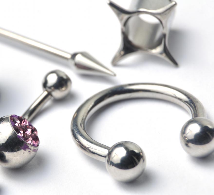 There are several different types of piercing jewelry, including studs and barbells.