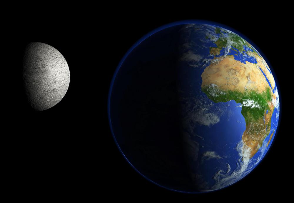 Gravitational force holds the moon in orbit around the Earth.