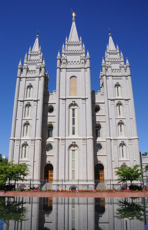 The Salt Lake Temple, a Mormon temple in Salt Lake City, Utah.