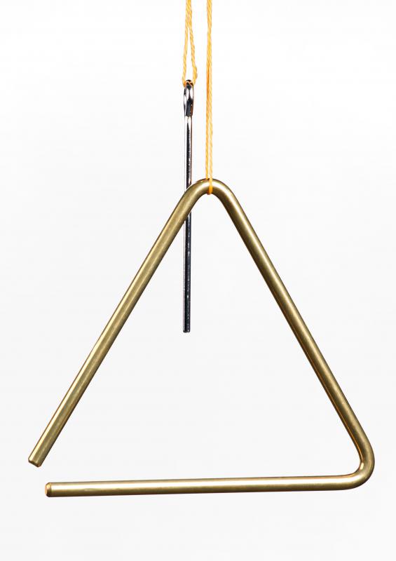A musical triangle is a metal rod with three sides.