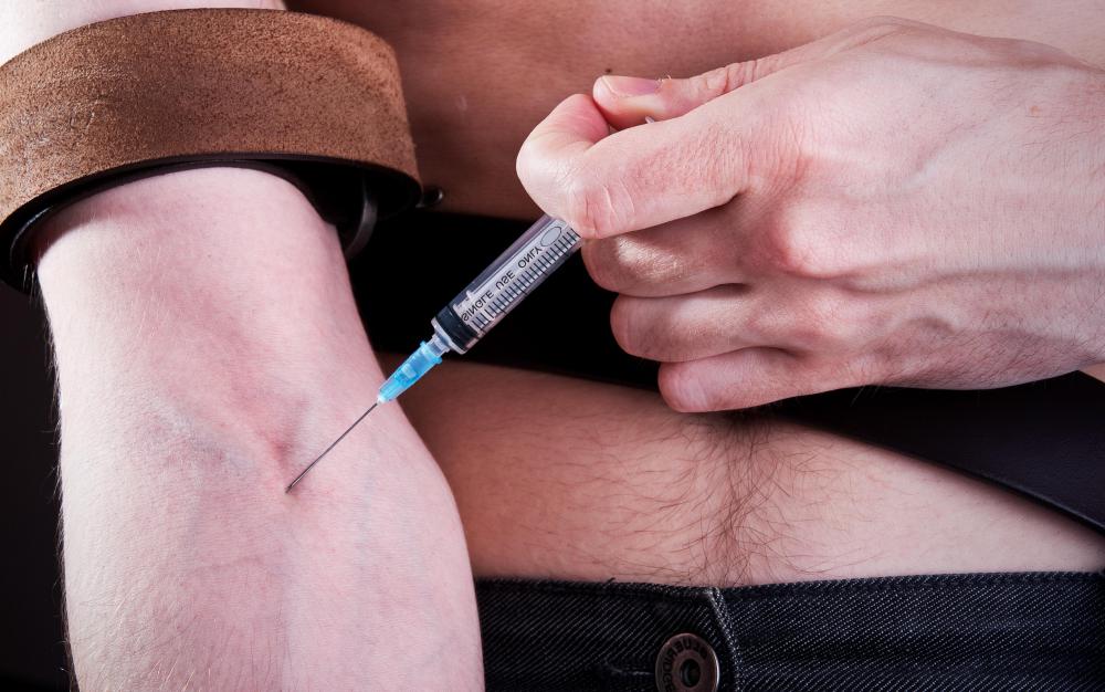 Illegal drugs, such as heroin, are sometimes injected intravenously.