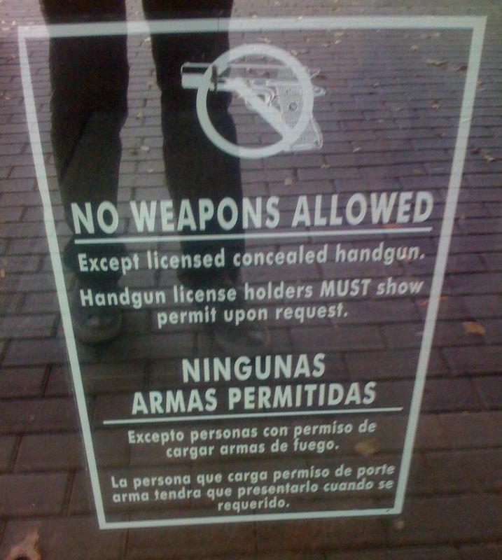 Some locations may be designated as gun-free zones.
