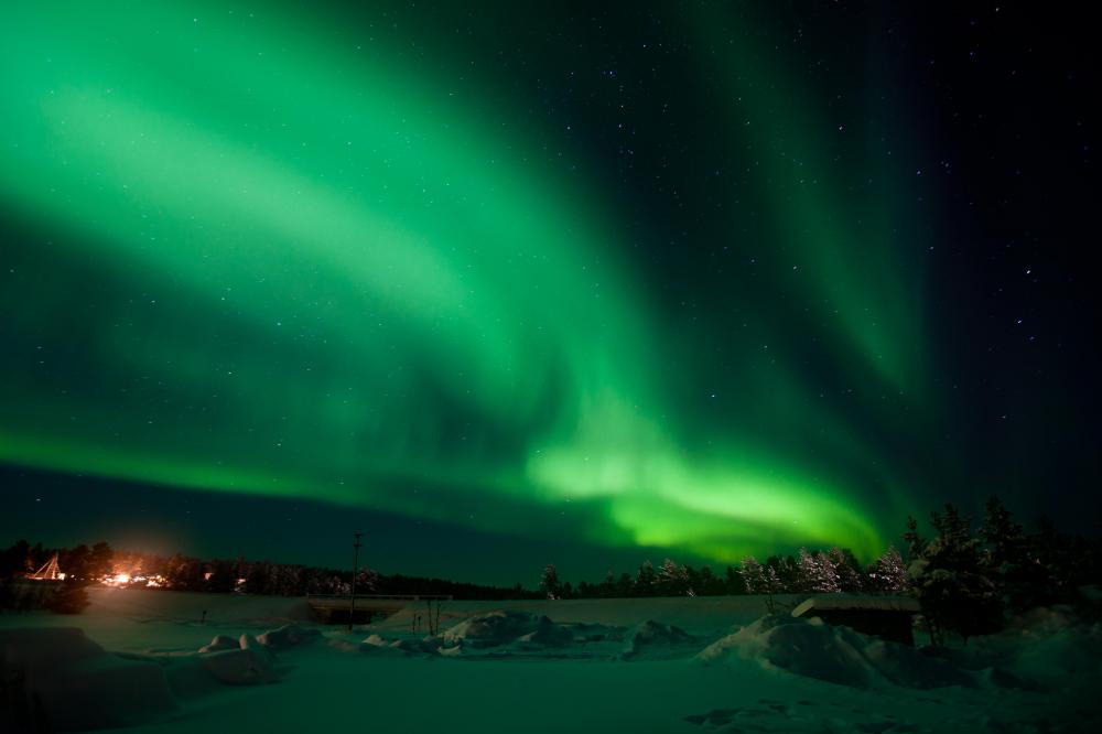 The Kármán line is located where the aurora borealis forms.