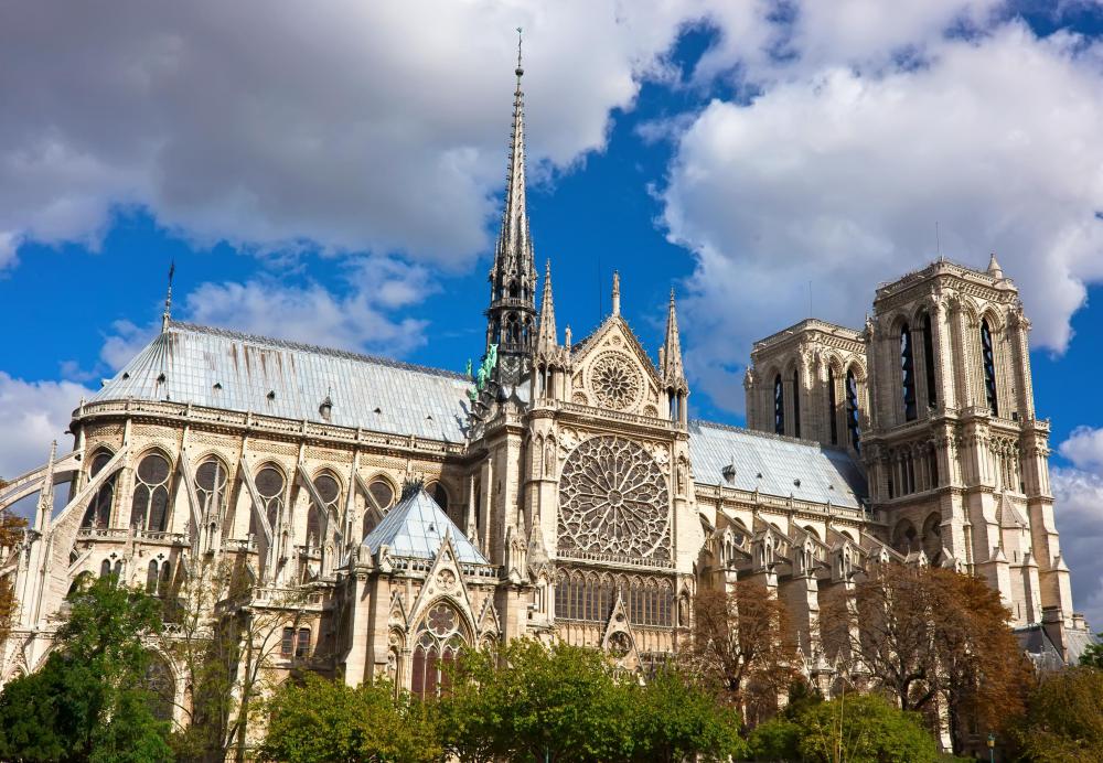 The Rose Window in the Cathedral of Notre Dame in Paris is a famous example of stained glass.