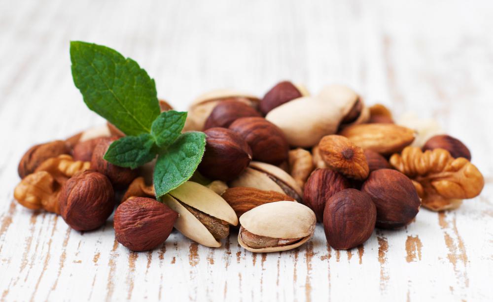 Nuts are good in a cholesterol-lowering diet.