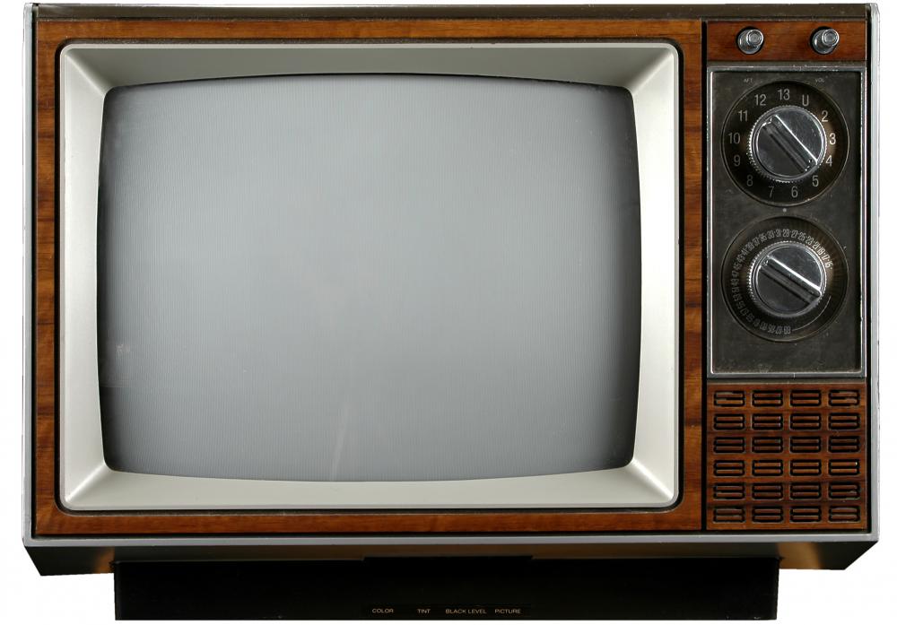 A cathode ray tube television.