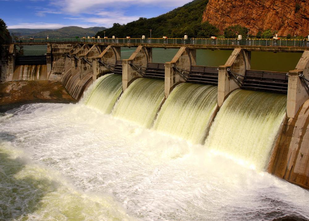 Hydroelectric dams use water to turn turbines that generate electricity.