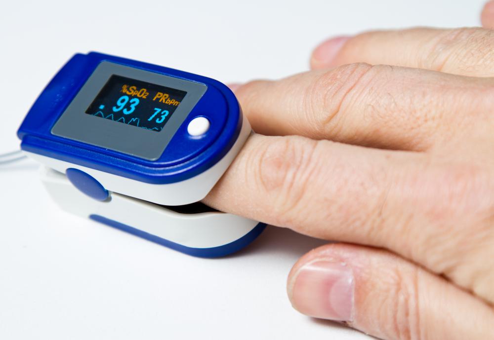 A pulse oximeter on the finger is one of the easiest ways to measure blood oxygen levels.