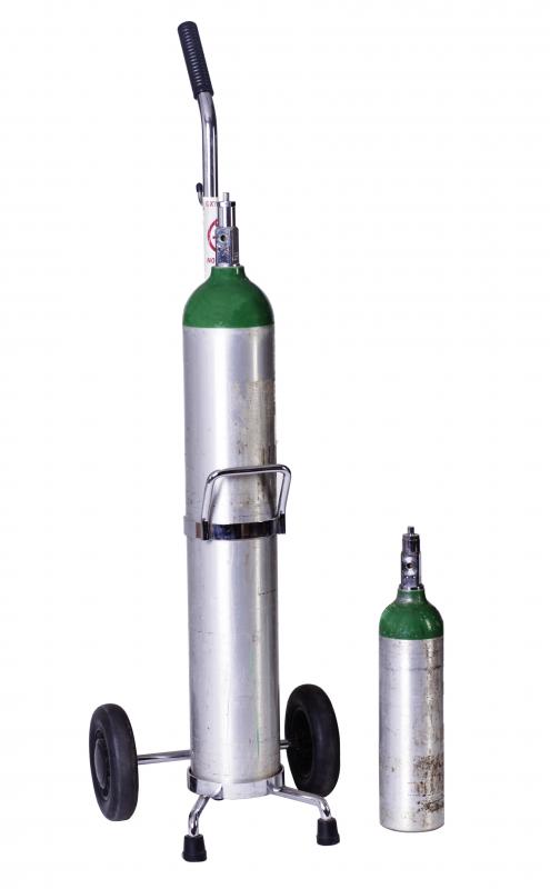Tanks of oxygen for oxygen therapy.