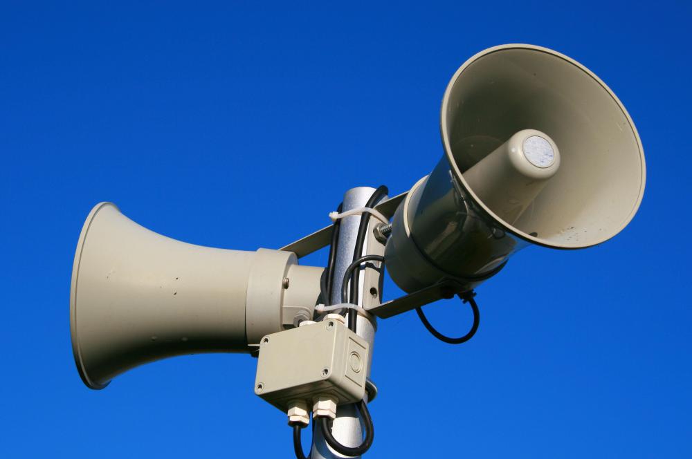 Public Address systems, or PA systems, are used to broadcast announcements over a designated area and are comprised of loudspeakers and other audio equipment.