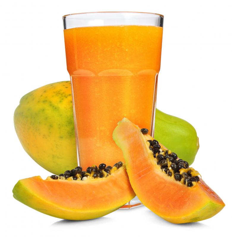 Accuzyme contains papain, an enzyme found in papayas.