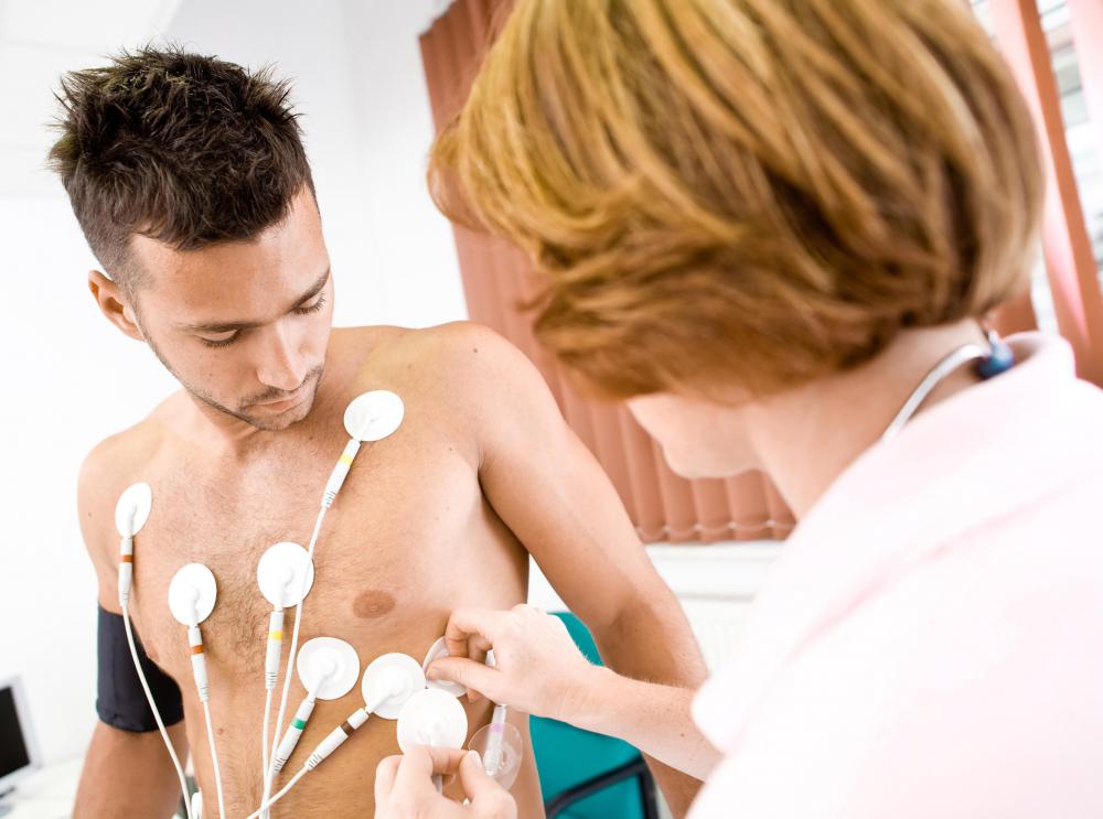 An EKG readout displays R waves to indicate cardiac health.