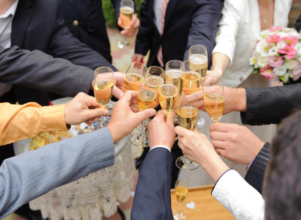 A yacht wedding may include plenty of champagne for guests.