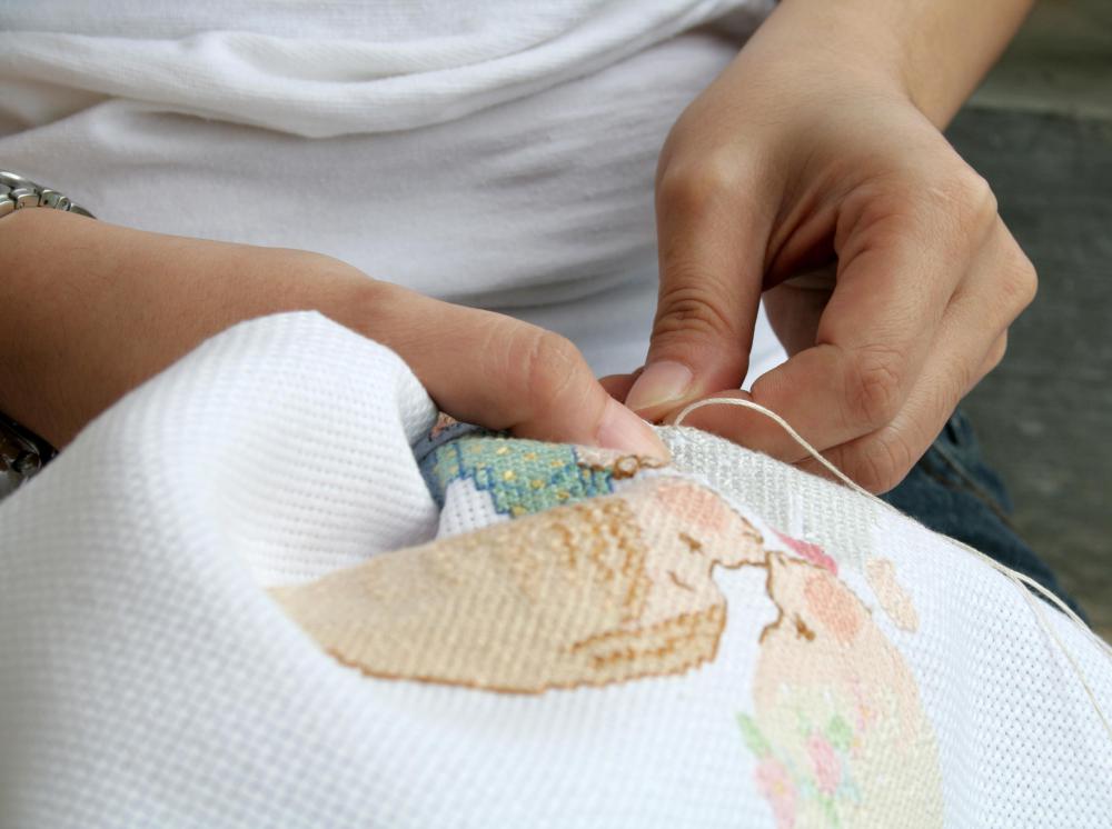 Cross stitching primarily uses cotton floss thread.