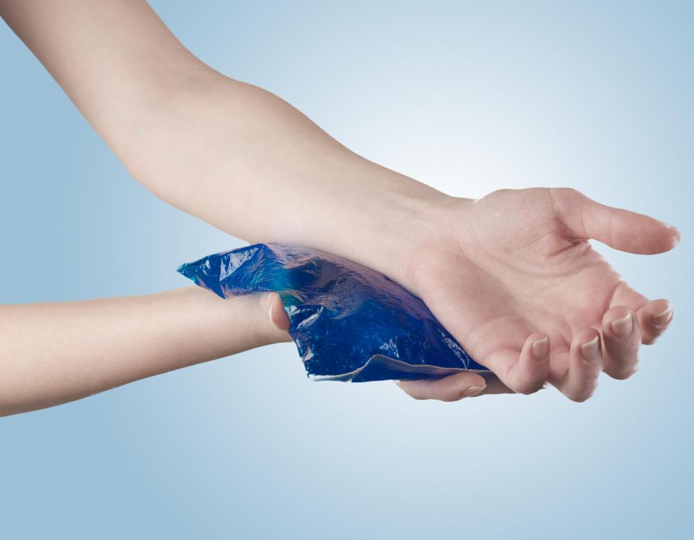 Applying an ice pack to the wrist after a ligament injury can help reduce swelling.