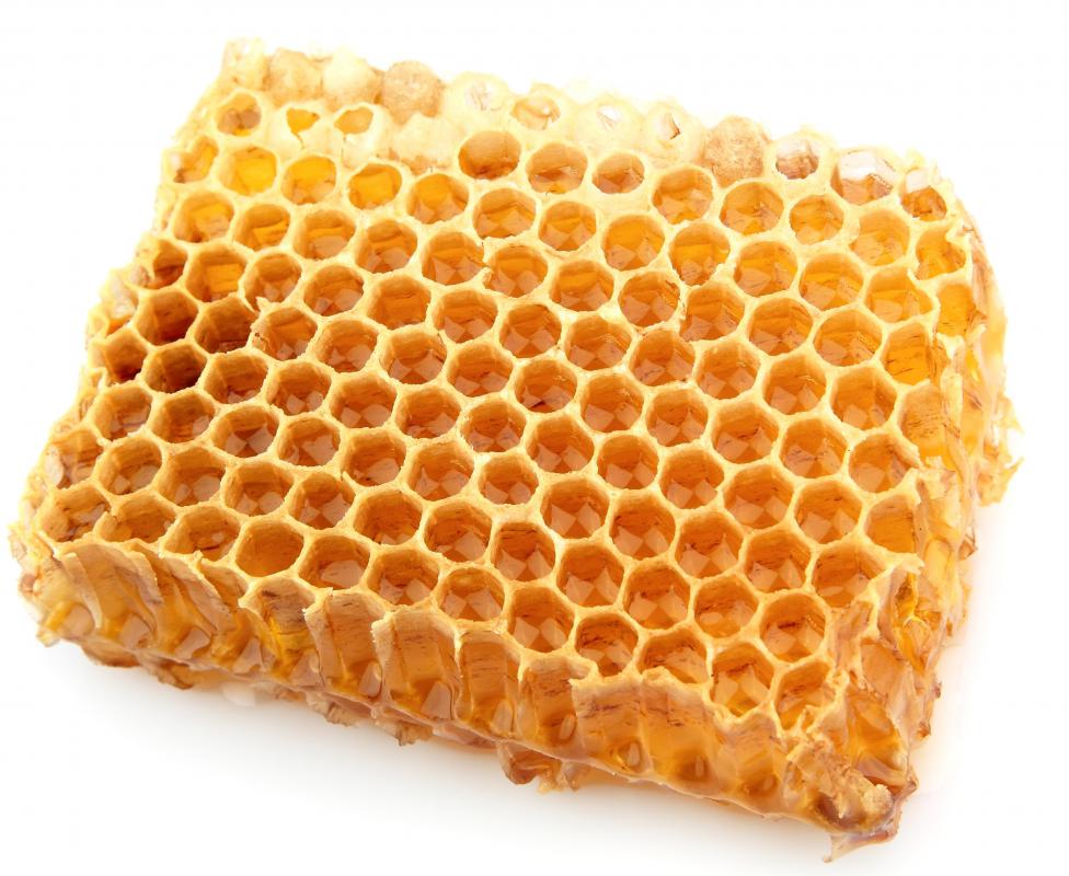 Piece of honeycomb, which contains beeswax.
