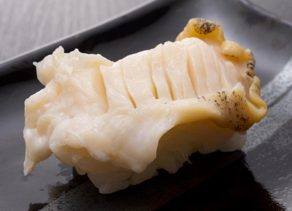 Meat from the abalone, a type of mollusk.