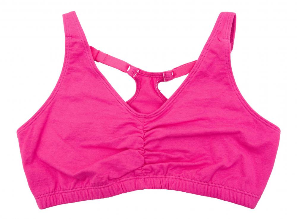 A sports bra made out of moisture wicking fabric.