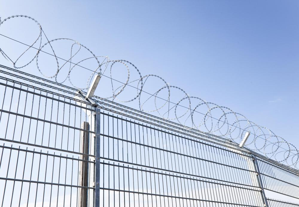 Barbed wire fences, which are used for security or agricultural purposes, consist of wire strung with barbs.