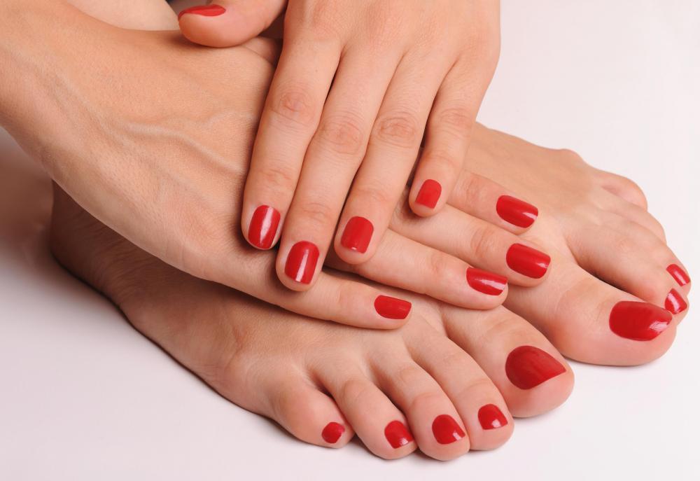A nail primer may serve as an adhesive before colored nail polish is applied to a person's nails.
