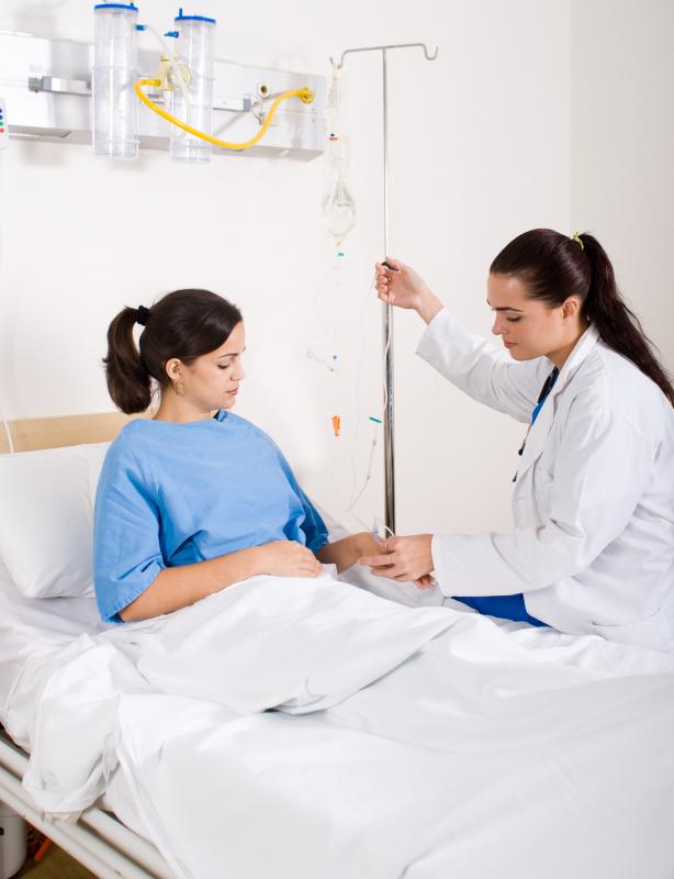 A woman getting an intravenous infusion.