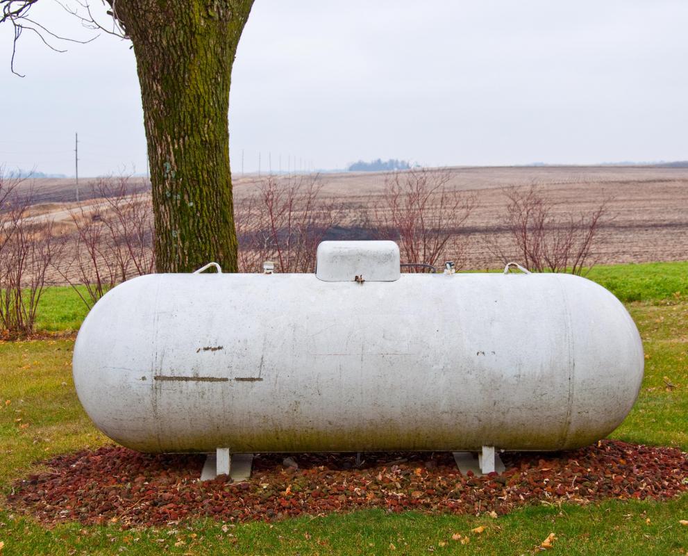 Residential propane tank.