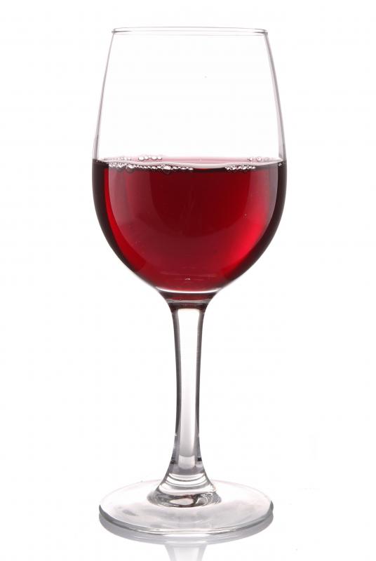 A glass of red wine.