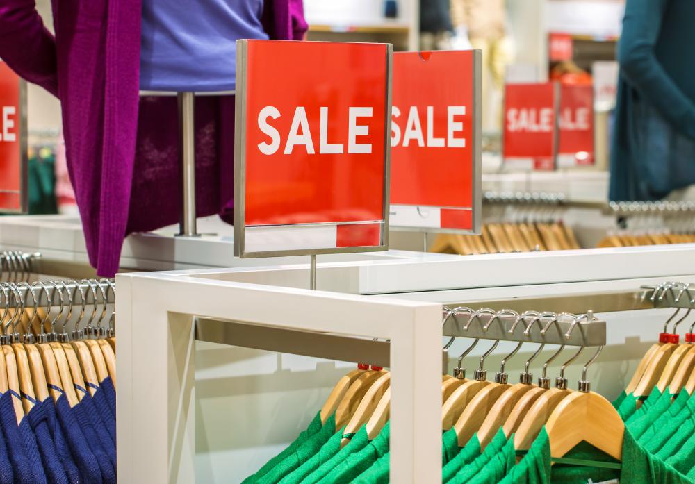 Buying clothes on sale is a good way to stick to a budget.