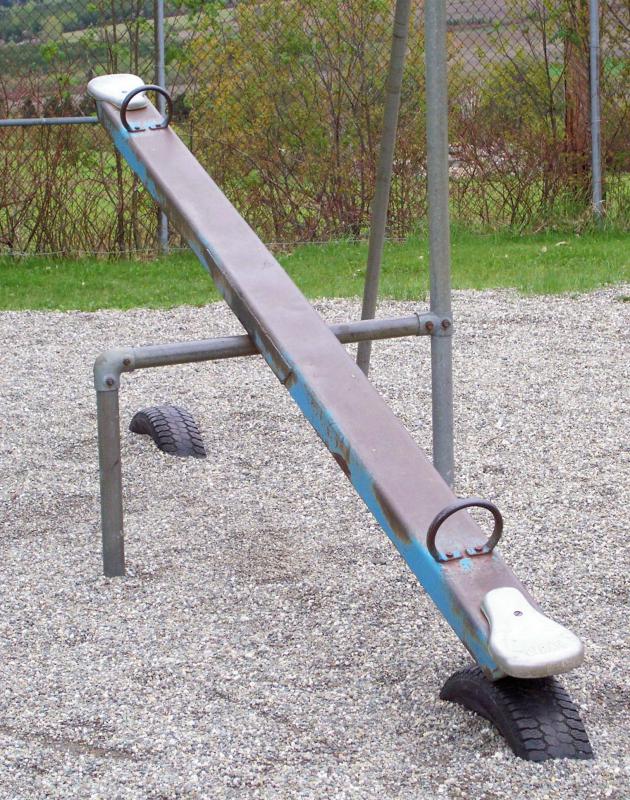 The fulcrum of a see-saw is the area in the middle upon which the lever balances.