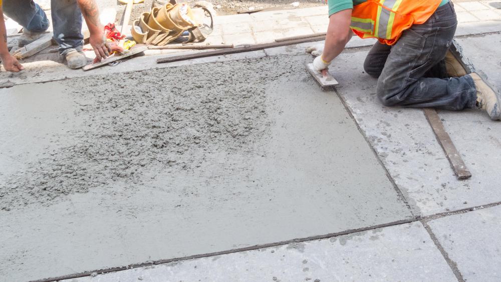 Plain concrete hardens in place after it is poured.