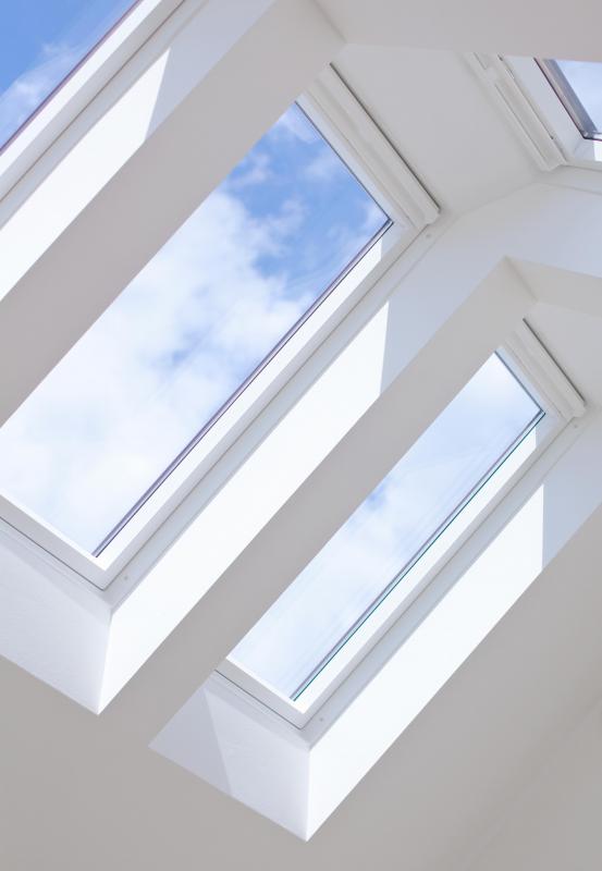 Skylight windows allow a lot of natural light to come into the room.