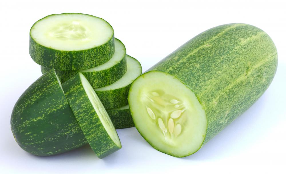 A sliced salad cucumber.
