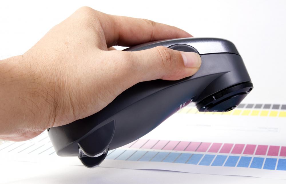 A spectrophotometer measures how much light is reflected off of -- or absorbed by -- an object.