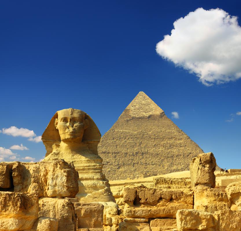 It is believed that the Sphinx, which is 65 feet tall, was constructed around 2500 BCE.