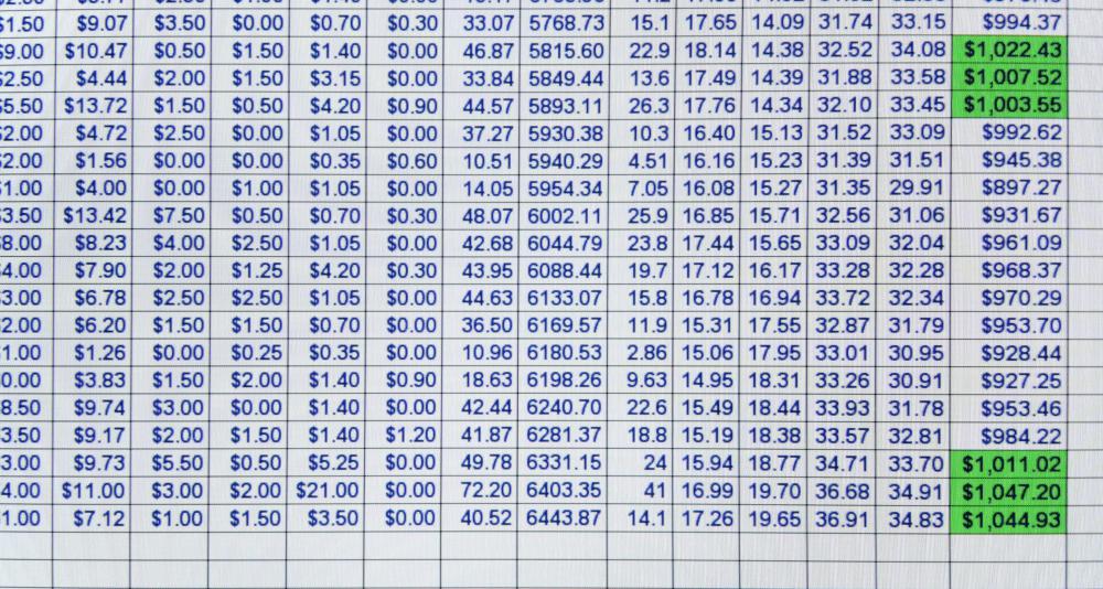 Spreadsheets can be used to keep a running balance.