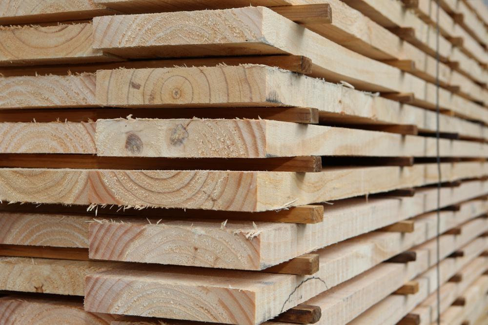 Stacks of lumber.