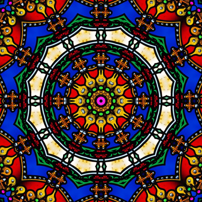 Visual hallucination with color and geometric pattern.