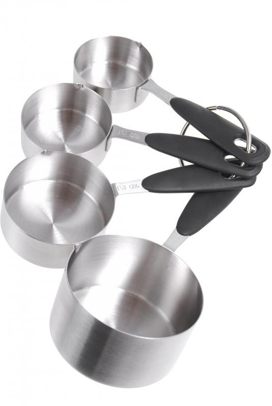 Measuring cups are useful for detemining portion sizes.