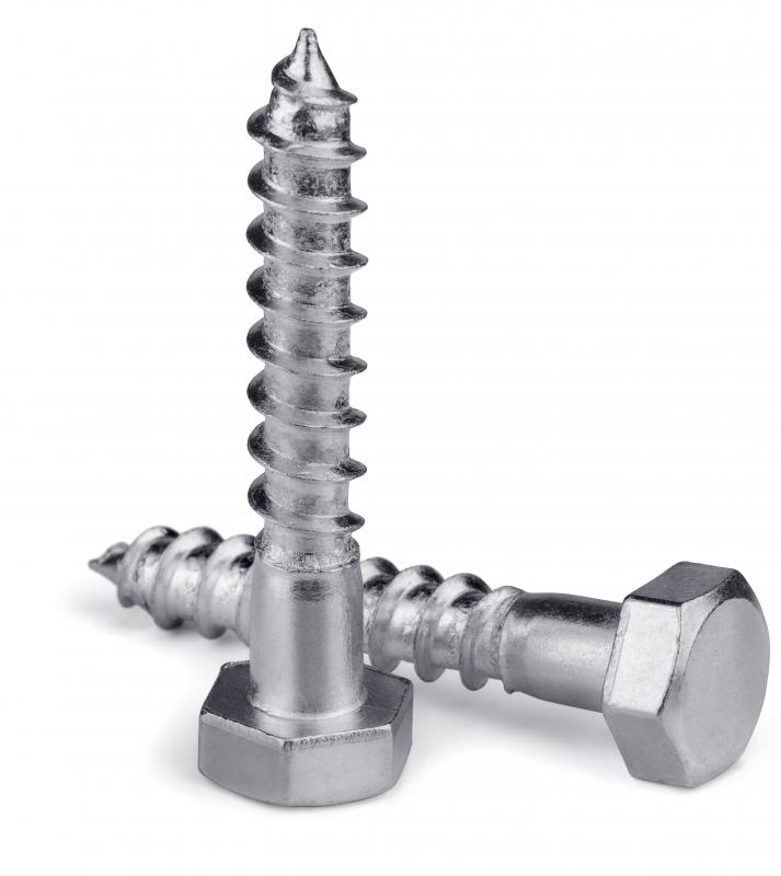 Stainless steel lag bolts.