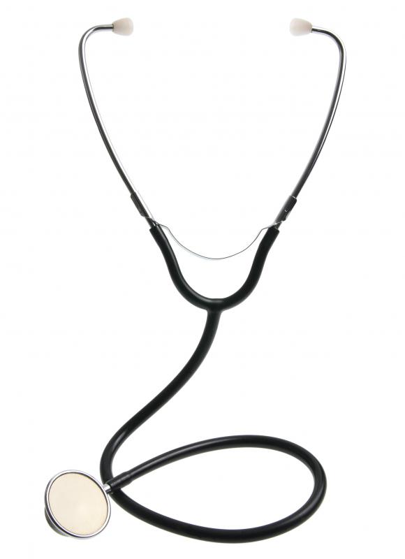 A stethoscope, which can be used to listen to heart sounds.