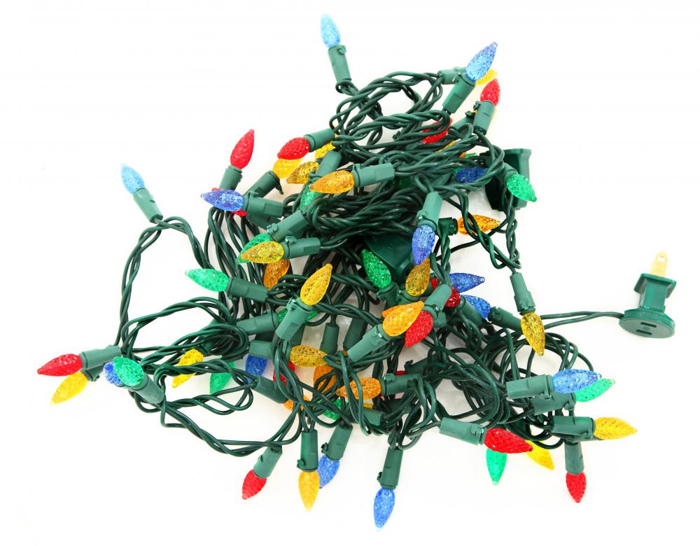 A string of decorative colored lights.