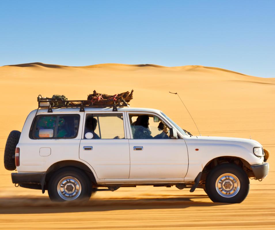 The SUV is designed to travel off-road.