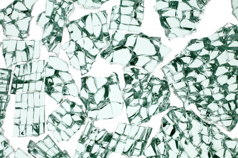 Pieces of shattered tempered glass.