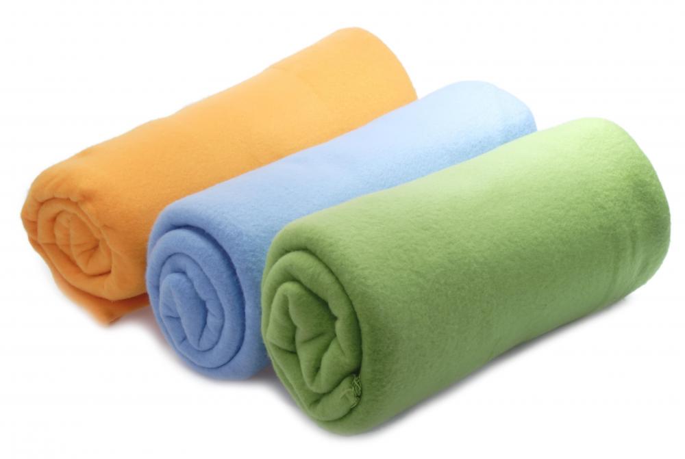 Fleece blankets are made out of tightly twisted polyester that can come in many colors and textures.