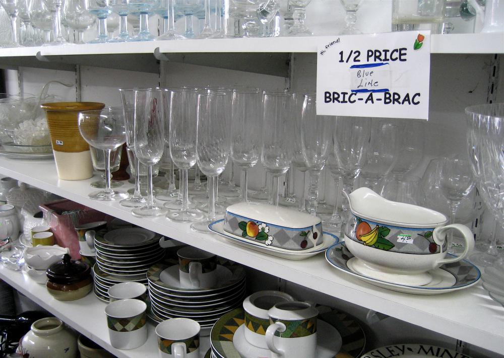 Dishes can be donated for the purpose of being sold in charity shops.