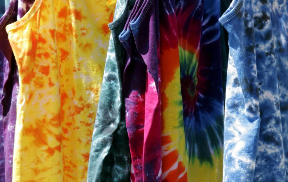 White cotton T-shirts are the simplest to tie dye.