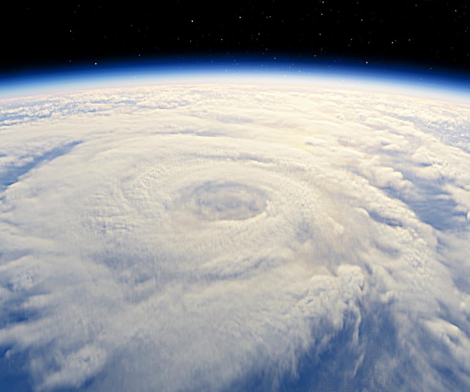 A hurricane viewed from space.
