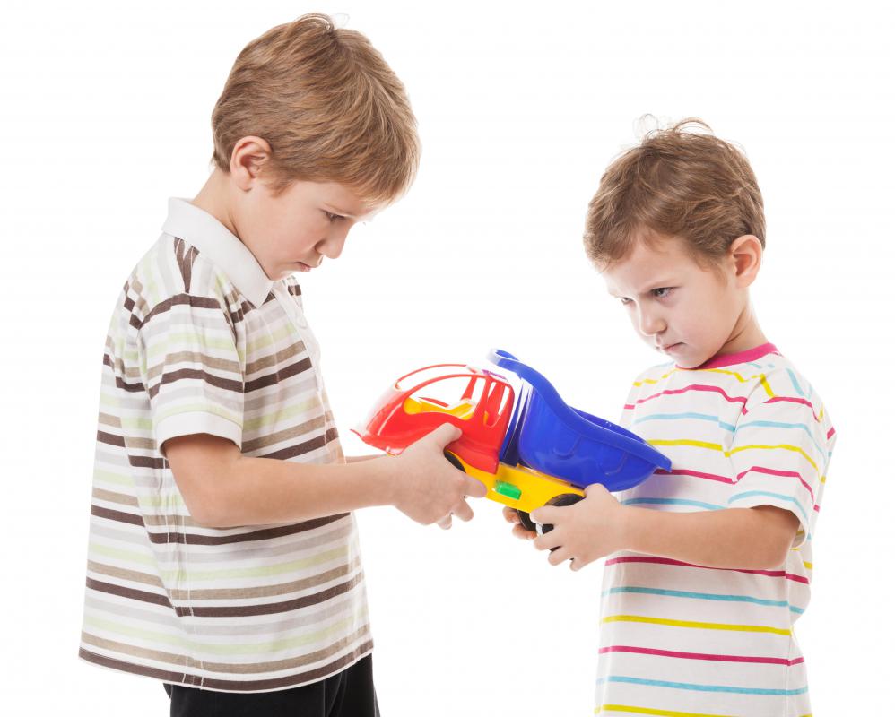 Young children have trouble acknowledging the many "gray" areas in life in regards to what could be right or wrong, as can be demonstrated in getting upset over the sharing of a toy.